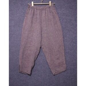 FLAX Pants Women Small Petite Multicolor Linen Relaxed Crop 20" EUC Lagenlook